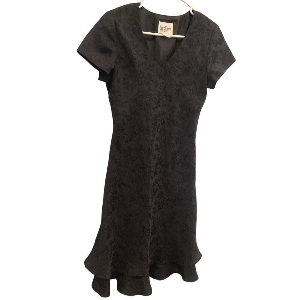 Vtg Womens Black Dress Size M L Classic 90s Rose Embroidered Whimsigoth Y2K LBD‎